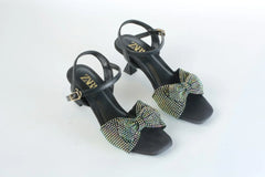ZARA BOW FANCY SANDALS - BLACK