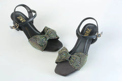 ZARA BOW FANCY SANDALS - BLACK