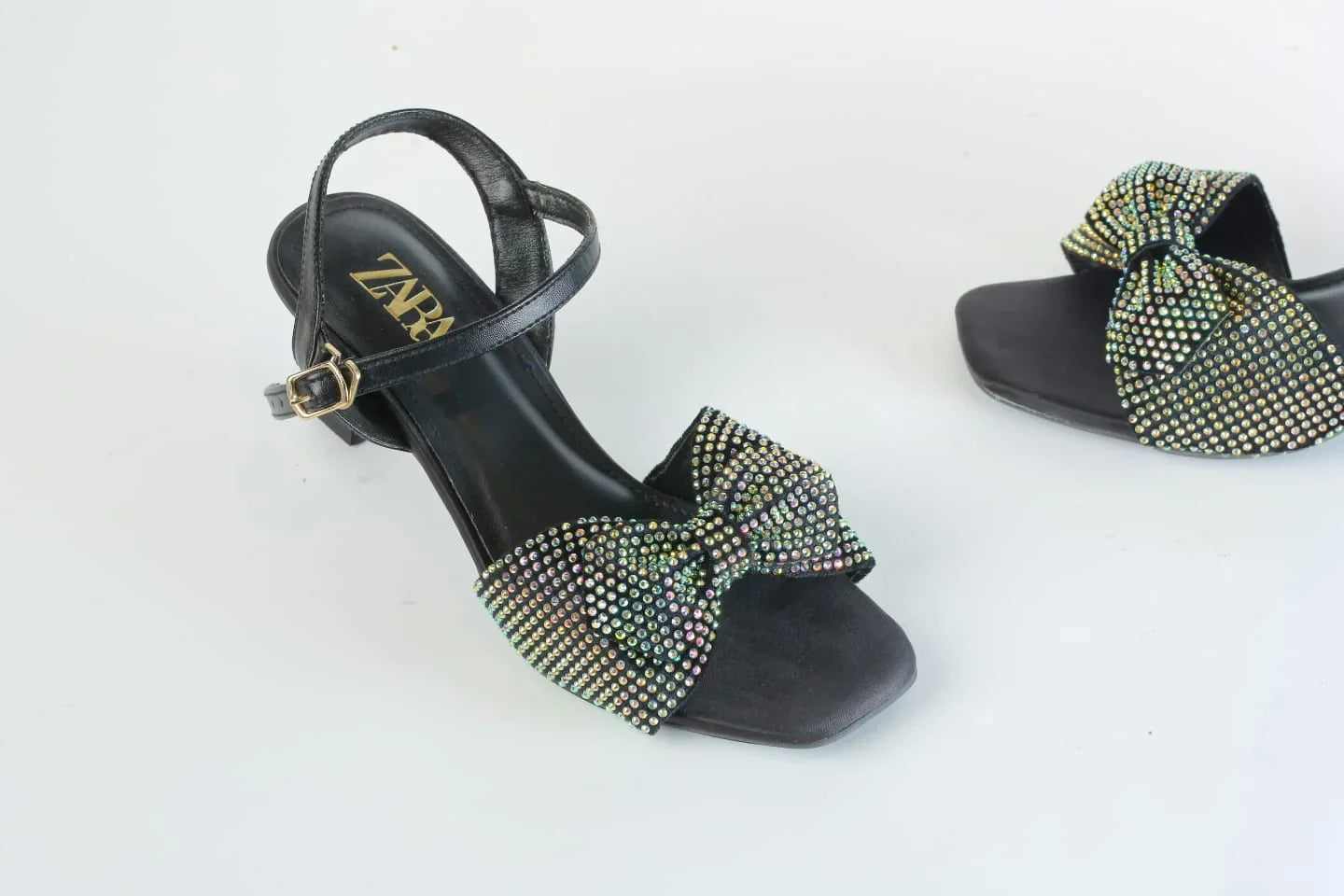 ZARA BOW FANCY SANDALS - BLACK