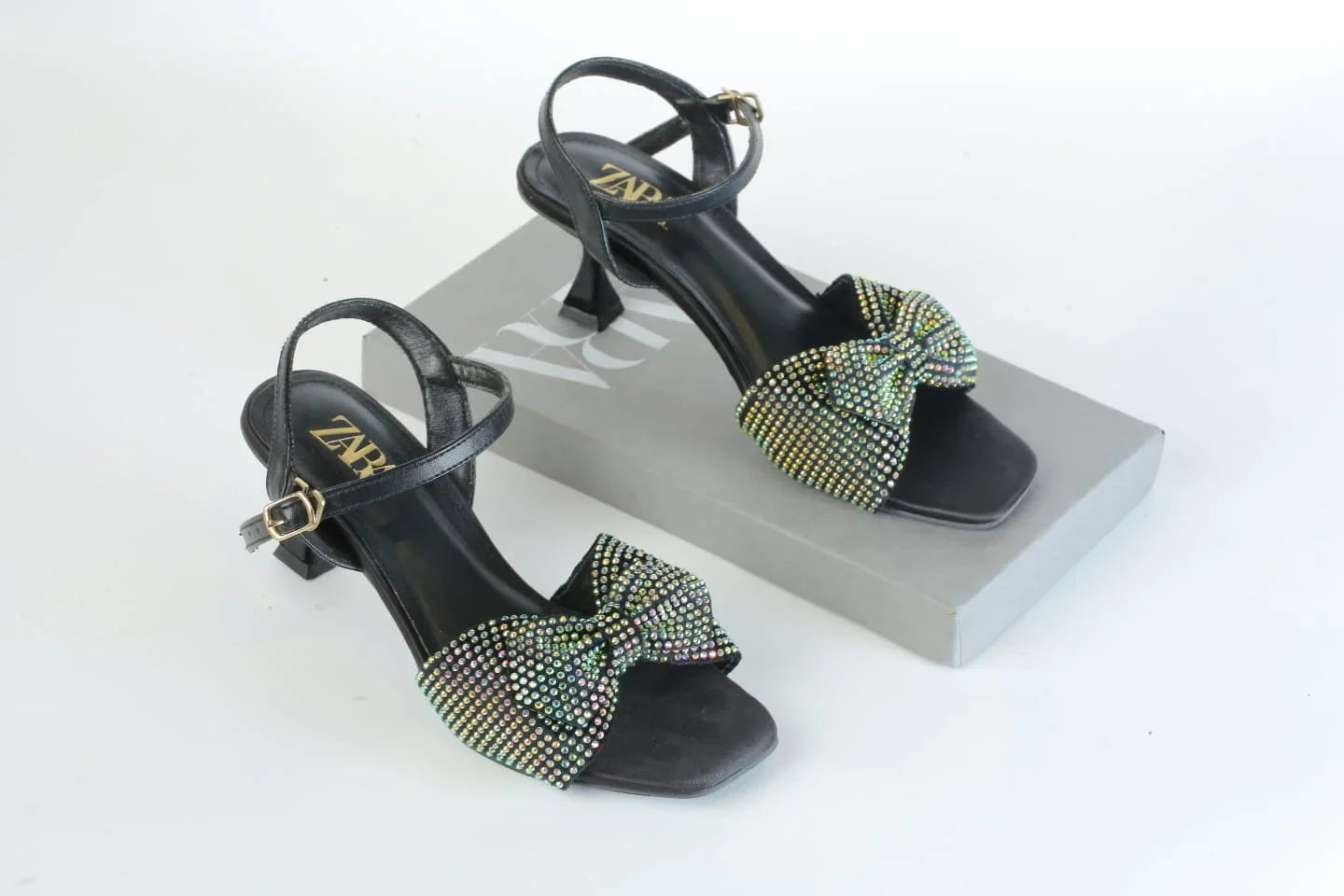 ZARA BOW FANCY SANDALS - BLACK
