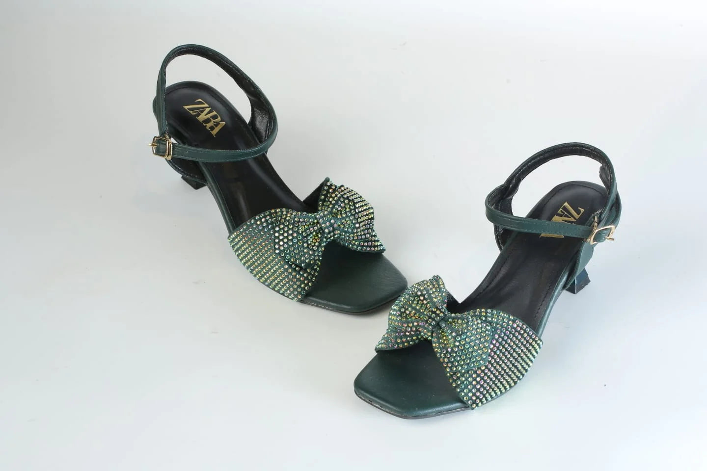 ZARA BOW FANCY SANDALS - GREEN