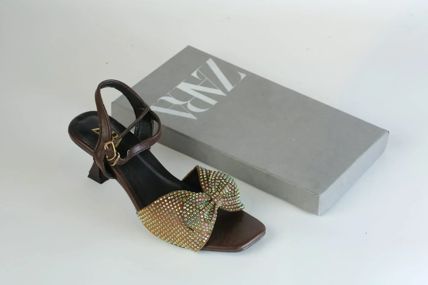 ZARA BOW FANCY SANDALS - BROWN