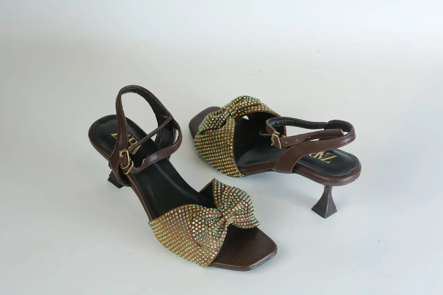 ZARA BOW FANCY SANDALS - BROWN