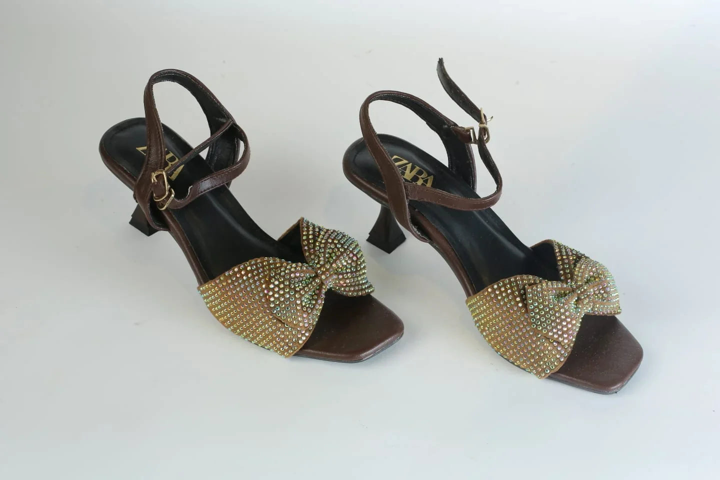 ZARA BOW FANCY SANDALS - BROWN