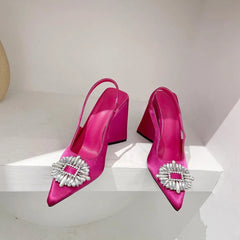 WOMEN'S POINTED TRIANGLE HEELS - PINK