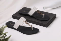 SAINT LAURENT CASSANDRA SLIPPER - WHITE