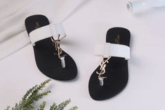 SAINT LAURENT CASSANDRA SLIPPER - WHITE