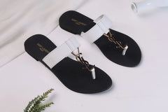 SAINT LAURENT CASSANDRA SLIPPER - WHITE