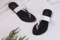 SAINT LAURENT CASSANDRA SLIPPER - WHITE