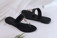 SAINT LAURENT CASSANDRA SLIPPER - BLACK