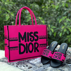 COMBO DEAL - MSS DIOR TOTE BAG & MISS DIOR SLIDES - FULL PINK