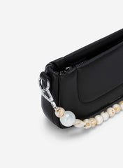 Stone Beaded Handle Cross Version Bag - Black