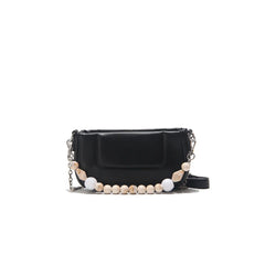 Stone Beaded Handle Cross Version Bag - Black