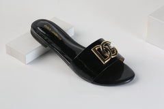 DOLCE & GABBANA SLIDE SANDALS - BLACK