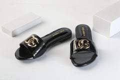DOLCE & GABBANA SLIDE SANDALS - BLACK