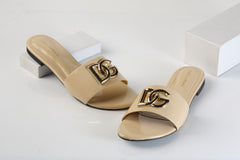 DOLCE & GABBANA SLIDE SANDALS - FAWN