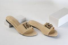 DOLCE & GABBANA SLIDE SANDALS - FAWN