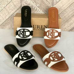 RALPH LAUREN WOMEN'S ALEGRA SLIDES - BLACK