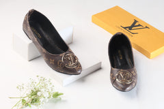 LV MONOGRAM FLAT PUMPS - BROWN ALPHA