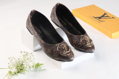LV MONOGRAM FLAT PUMPS - BROWN ALPHA