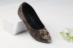 BROWN ALPHA FLAT PUMPS