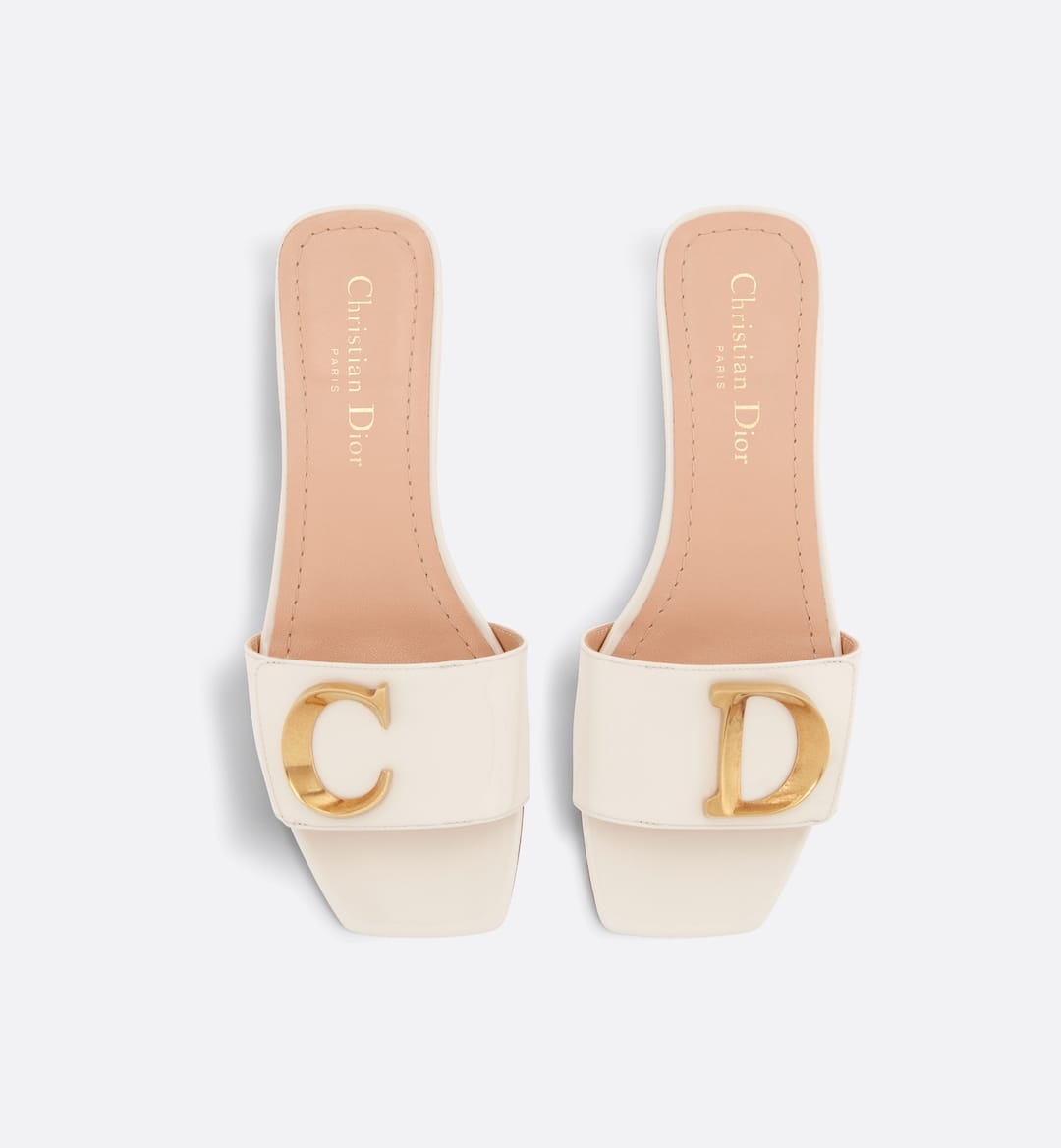 CHRISTIAN DIOR METAL LOGO CD SLIDES - WHITE