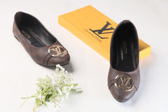 BROWN CHECK FLAT PUMPS