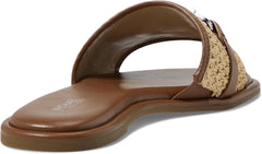 MICHAEL KORS EMBER EMBELLISHED STRAW SLIDE SLIPPERS - BROWN