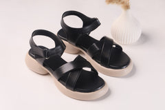 WALKBROS MEDICATED WEDGES SANDALS {  2  } - BLACK