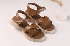 WALKBROS MEDICATED WEDGES SANDALS {  2  } - BROWN