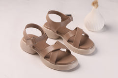WALKBROS MEDICATED WEDGES SANDALS {  2  } - BEIGE