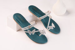 JIMMY CHOO MASH STRAP BUTTERFLY SLIPPERS - GREEN