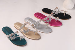 JIMMY CHOO MASH STRAP BUTTERFLY SLIPPERS - SILVER