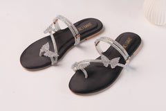 JIMMY CHOO MASH STRAP BUTTERFLY SLIPPERS - BLACK
