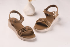 WALKBROS MEDICATED WEDGES SANDALS {  1  } - BROWN