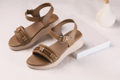 WALKBROS MEDICATED WEDGES SANDALS {  1  } - BROWN