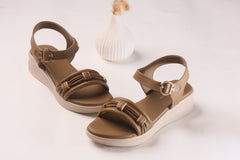 WALKBROS MEDICATED WEDGES SANDALS {  1  } - BROWN
