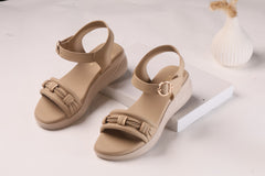 WALKBROS MEDICATED WEDGES SANDALS {  1  } - BEIGE