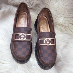 BROWN CHECK SHOES FOR WOMEN'S