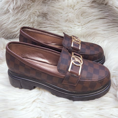LV LOUIS VUITTON SHOES FOR WOMEN'S - BROWN CHEQUE