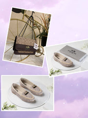 COMBO DEAL - COACH CROSS BODY BAG & COACH FLAT PUMPS - BEIGE