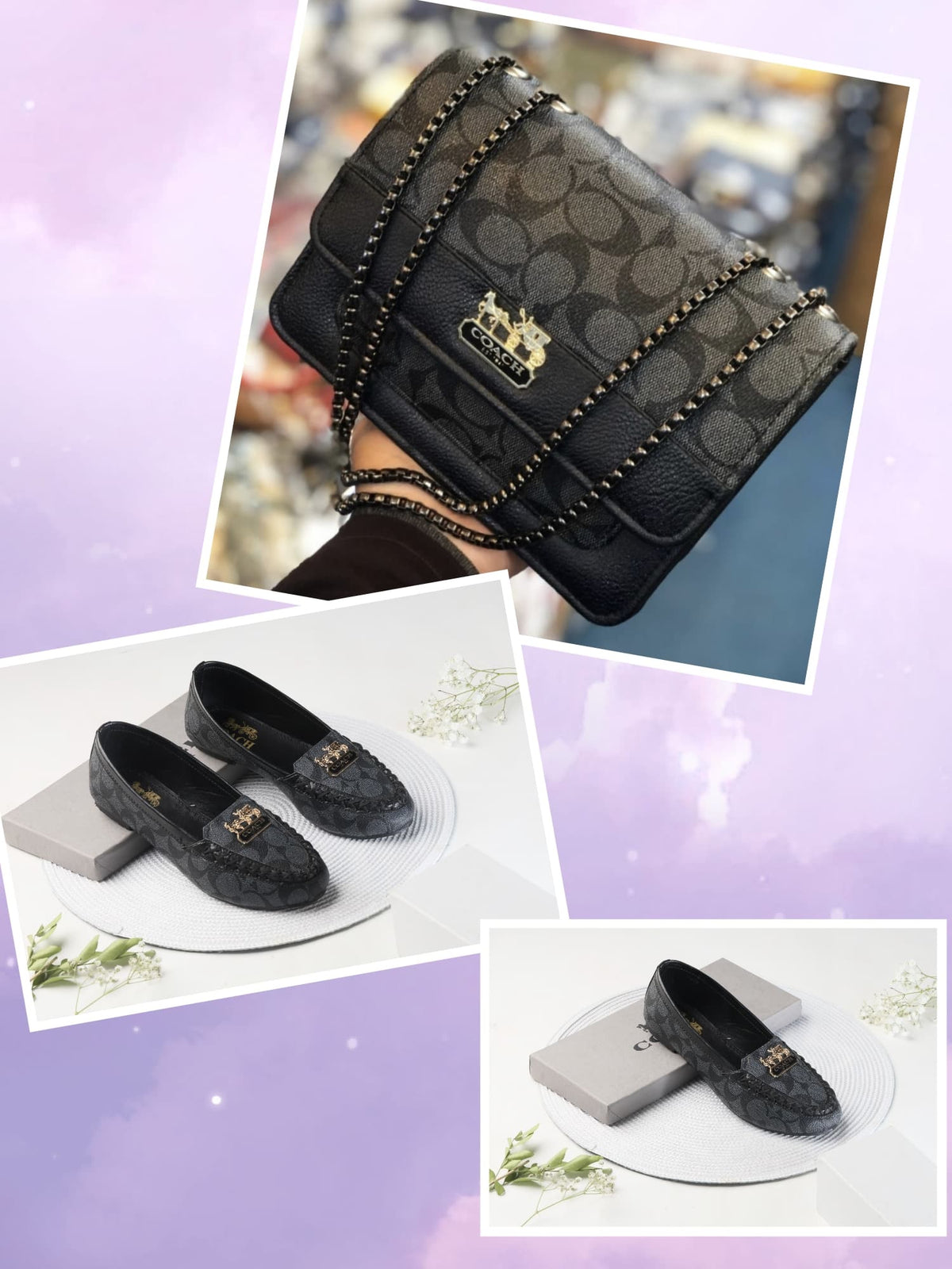 COMBO DEAL - BLACK CROSS BODY BAG & BLACK FLAT PUMPS
