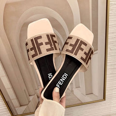 FENDI ROMA STONE SLIDES - BEIGE