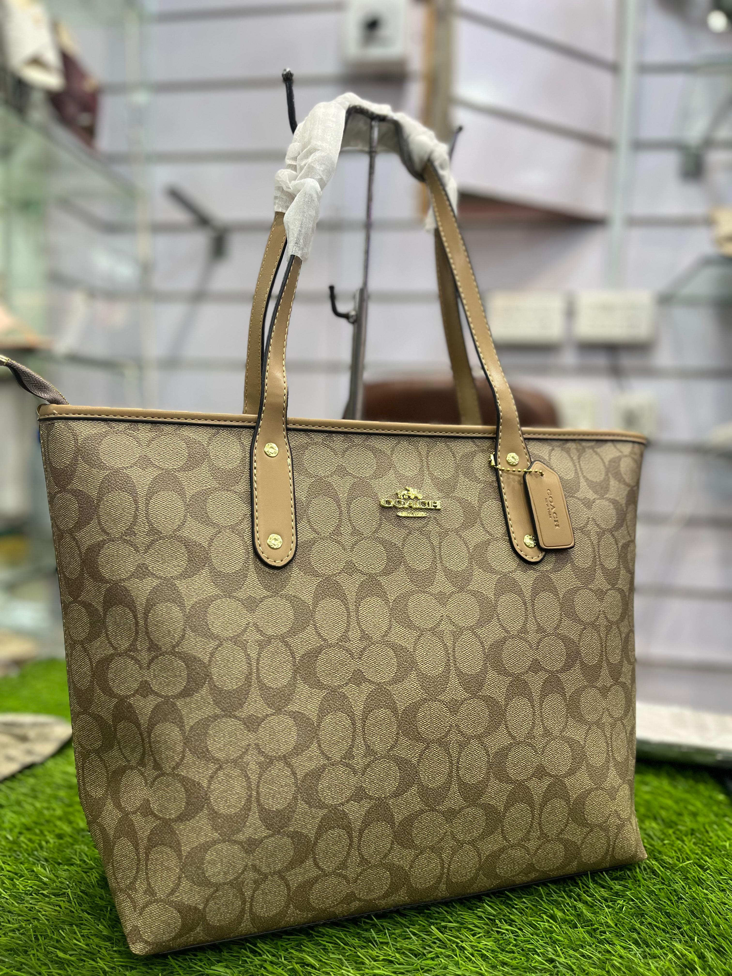 COACH PREMIUM ZIP TOTE BAG SIGNATURE CANVAS - BEIGE