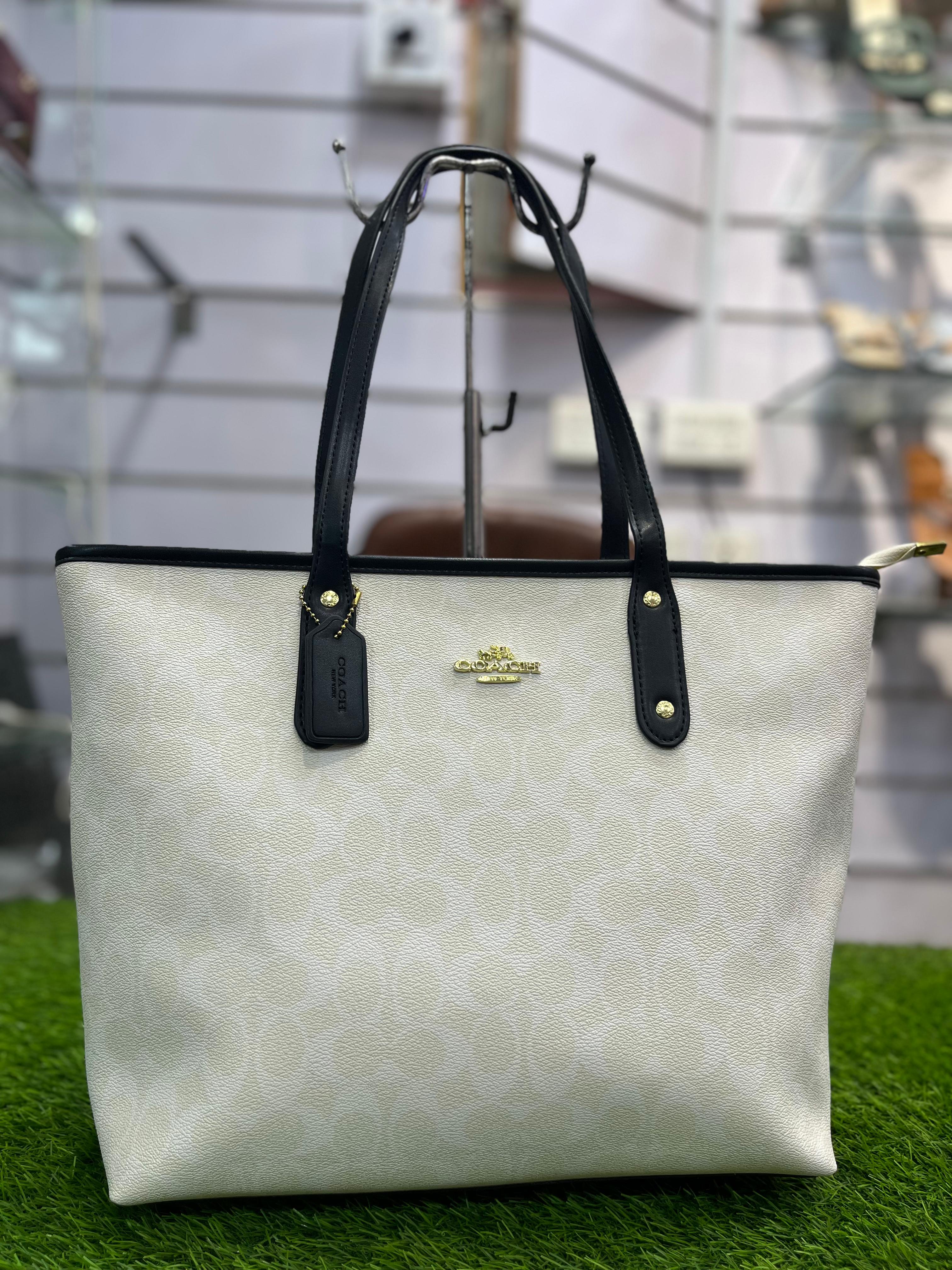 COACH PREMIUM ZIP TOTE BAG SIGNATURE CANVAS - WHITE