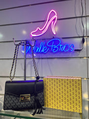 COMBO DEAL OF MK MICHAEL KORS ROSE MEDIUM  LOGO SHOULDER BAG AND FLAT PUMPS -  BLACK