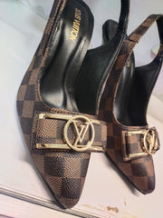 LOUIS VUITTON Slingback Heels - Check