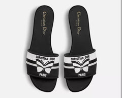 CHRISTIAN DIOR DWAY SLIDES Embroidered with Christian Dior Papillon Motif
