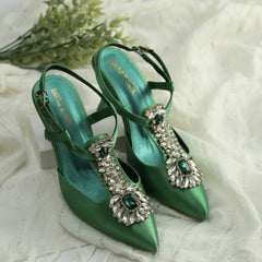 WALK BROS Diamond Slingback Heels - Green