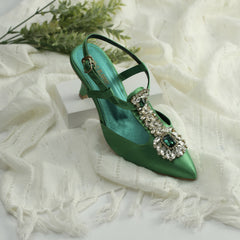 WALK BROS Diamond Slingback Heels - Green